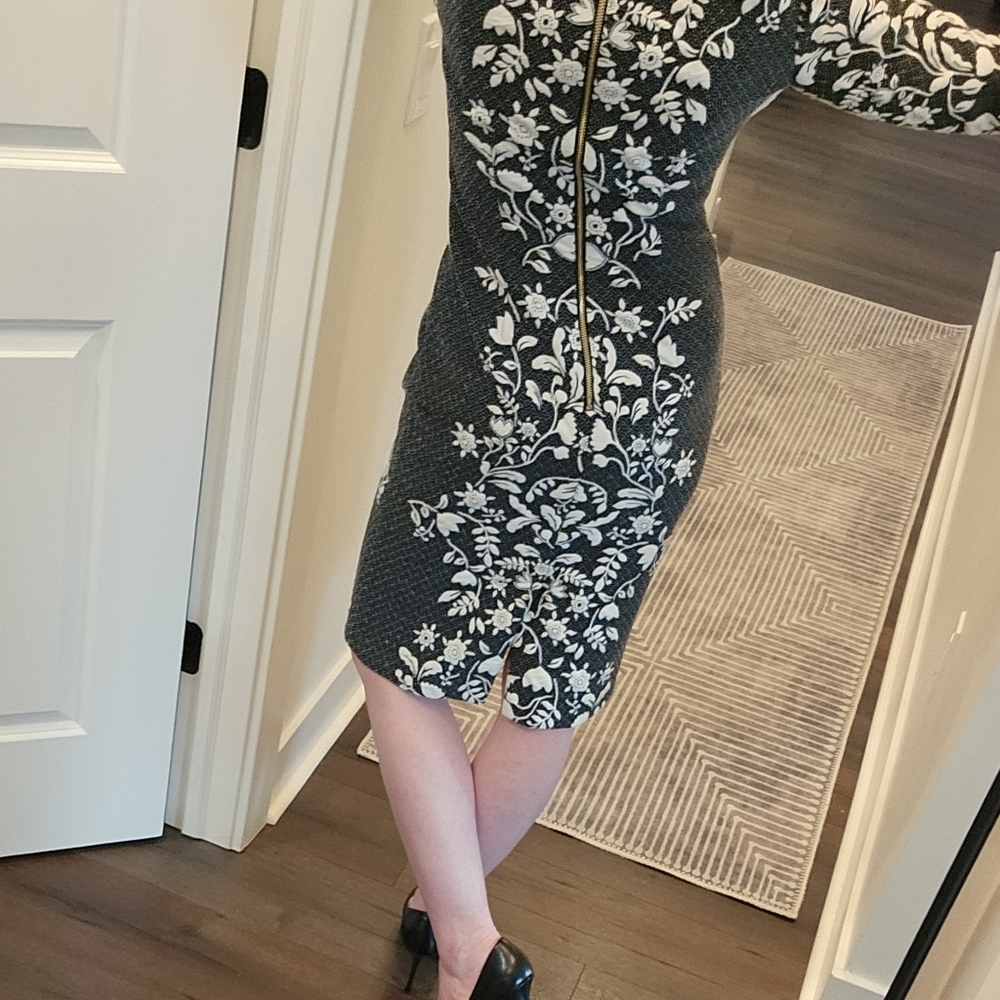 Eliza J Embroidered Black and White Floral Dress - Size 2 - Picture 4 of 16